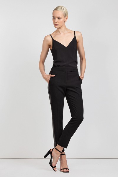 Эффектные брюки с лампасами из пайеток VASSA&Co, пол женский, цвет черный