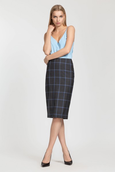 Зауженная юбка в клетку с высокой посадкой VASSA&Co, пол женский, цвет серый