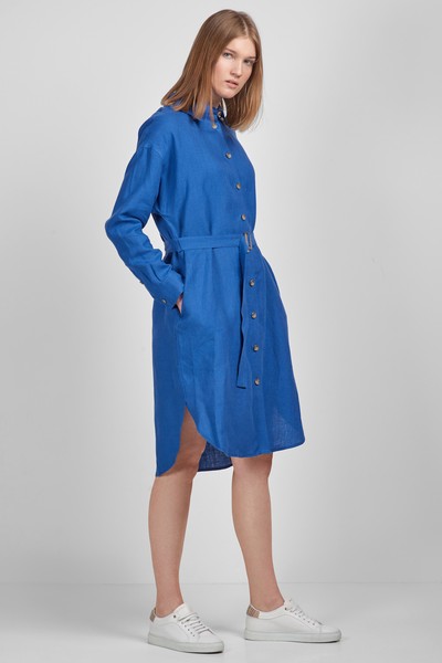 Платье льняное VASSA CODE, пол женский, цвет синий
