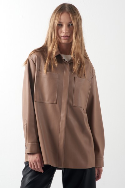 Рубашка из экокожи VASSA CODE, пол женский, цвет коричневый