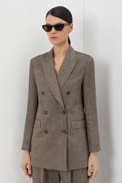 Жакет двубортный VASSA&Co, пол женский, цвет коричневый