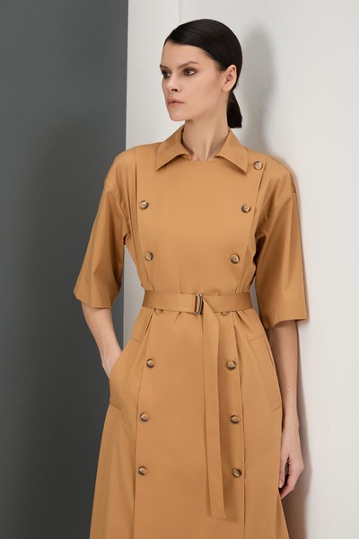Платье - рубашка VASSA&Co, пол женский, цвет бежевый