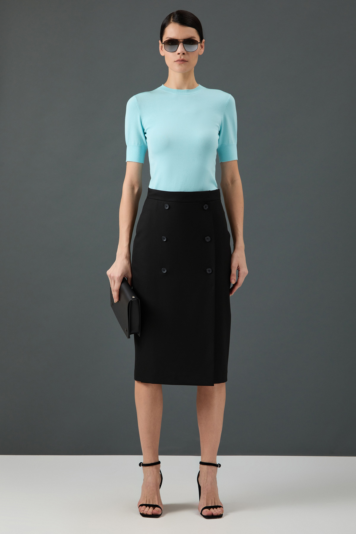 Юбка-карандаш VASSA&Co, пол женский, цвет черный