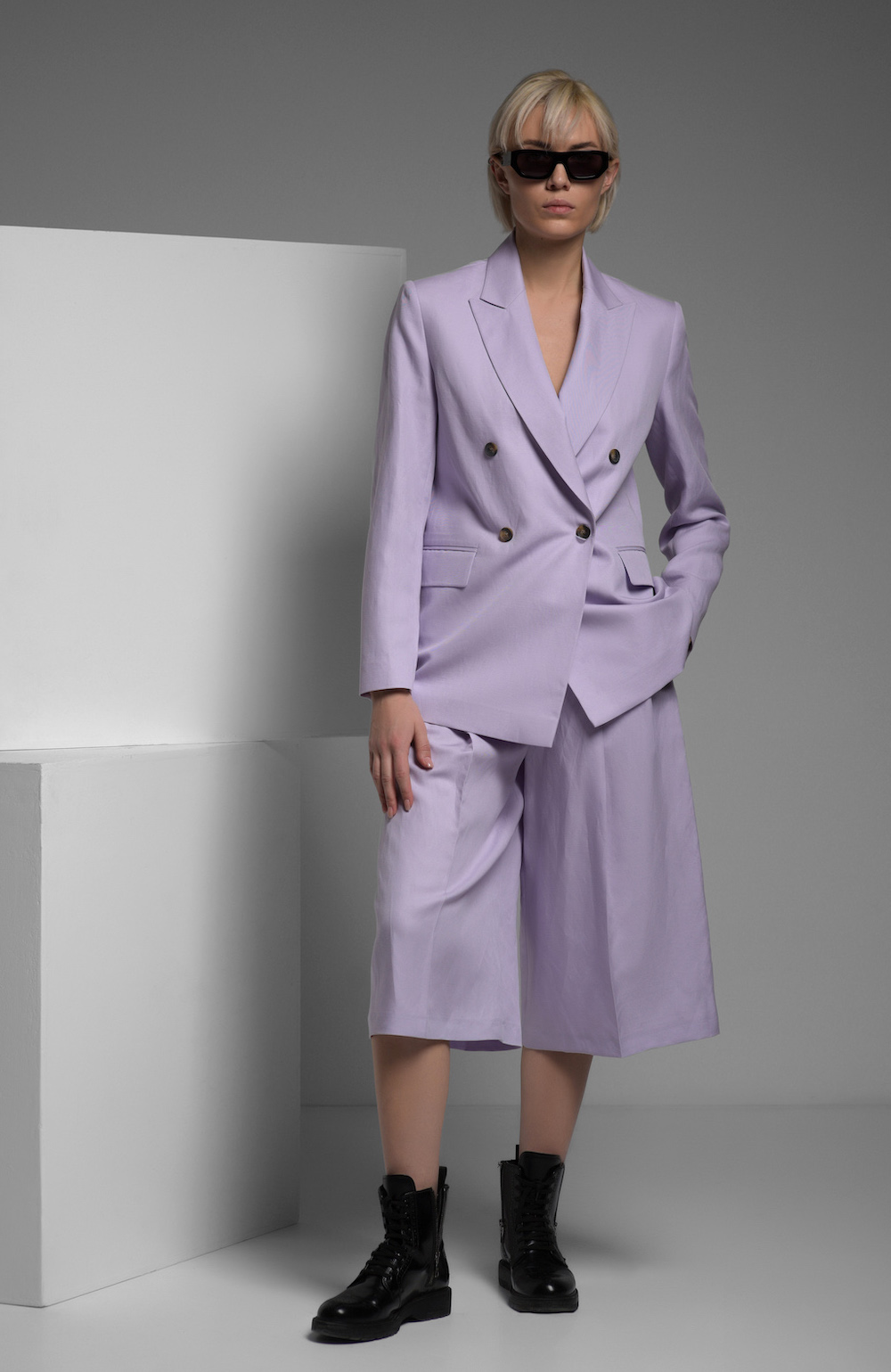 Кюлоты в сиреневом оттенке VASSA&Co, пол женский, цвет фиолетовый