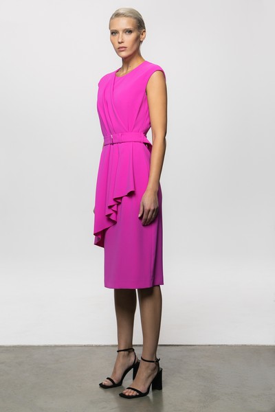 Платье с поясом и драпировкой VASSA&Co, пол женский, цвет розовый