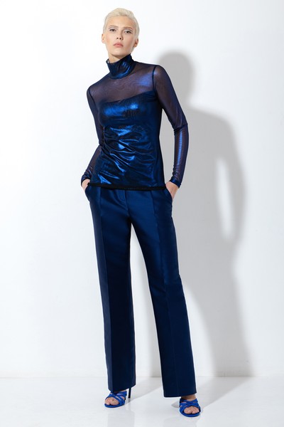 Водолазка из сетки VASSA&Co, пол женский, цвет синий