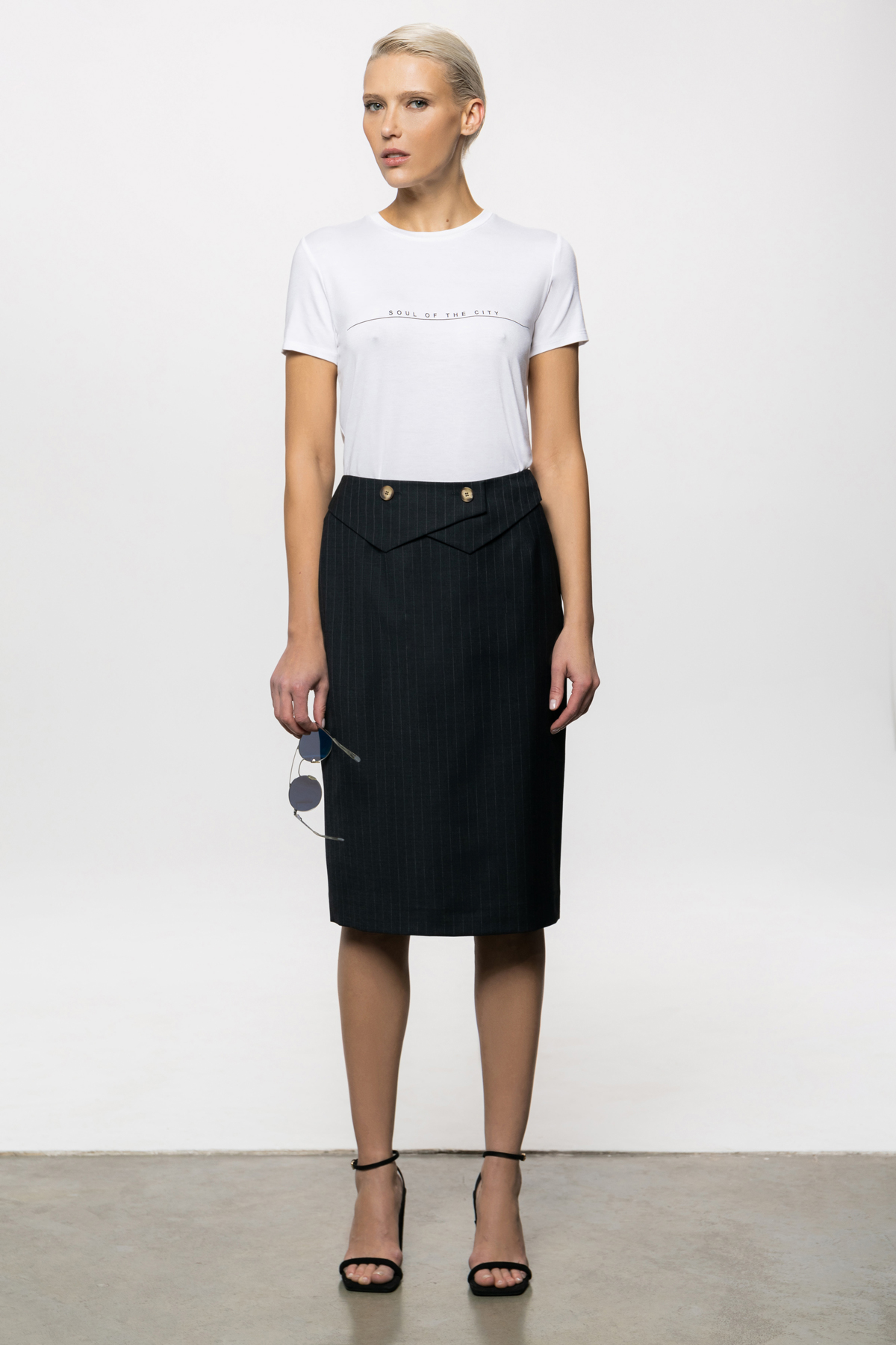 Юбка со съемной баской VASSA&Co, пол женский, цвет серый