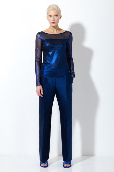 Блузка с сеткой VASSA&Co, пол женский, цвет синий