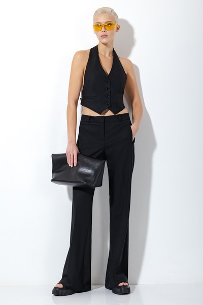 Брюки-клеш VASSA&Co, пол женский, цвет черный