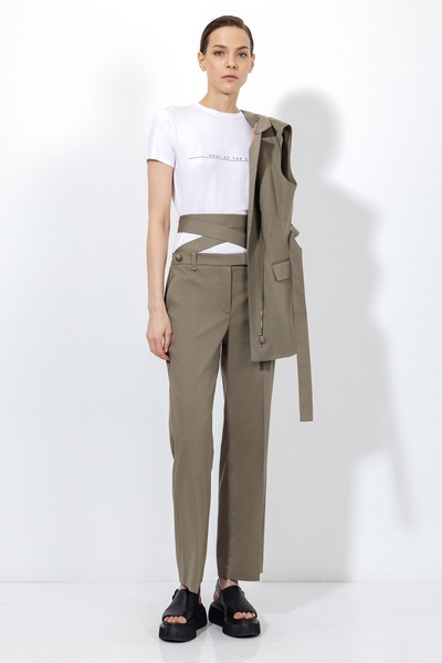 Брюки со съемной деталью VASSA&Co, пол женский, цвет хаки
