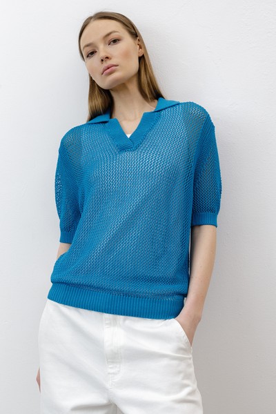 Джемпер-сетка VASSA CODE, пол женский, цвет синий