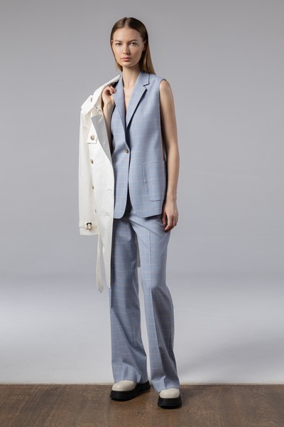 Удлиненный жилет , пол женский, цвет голубой