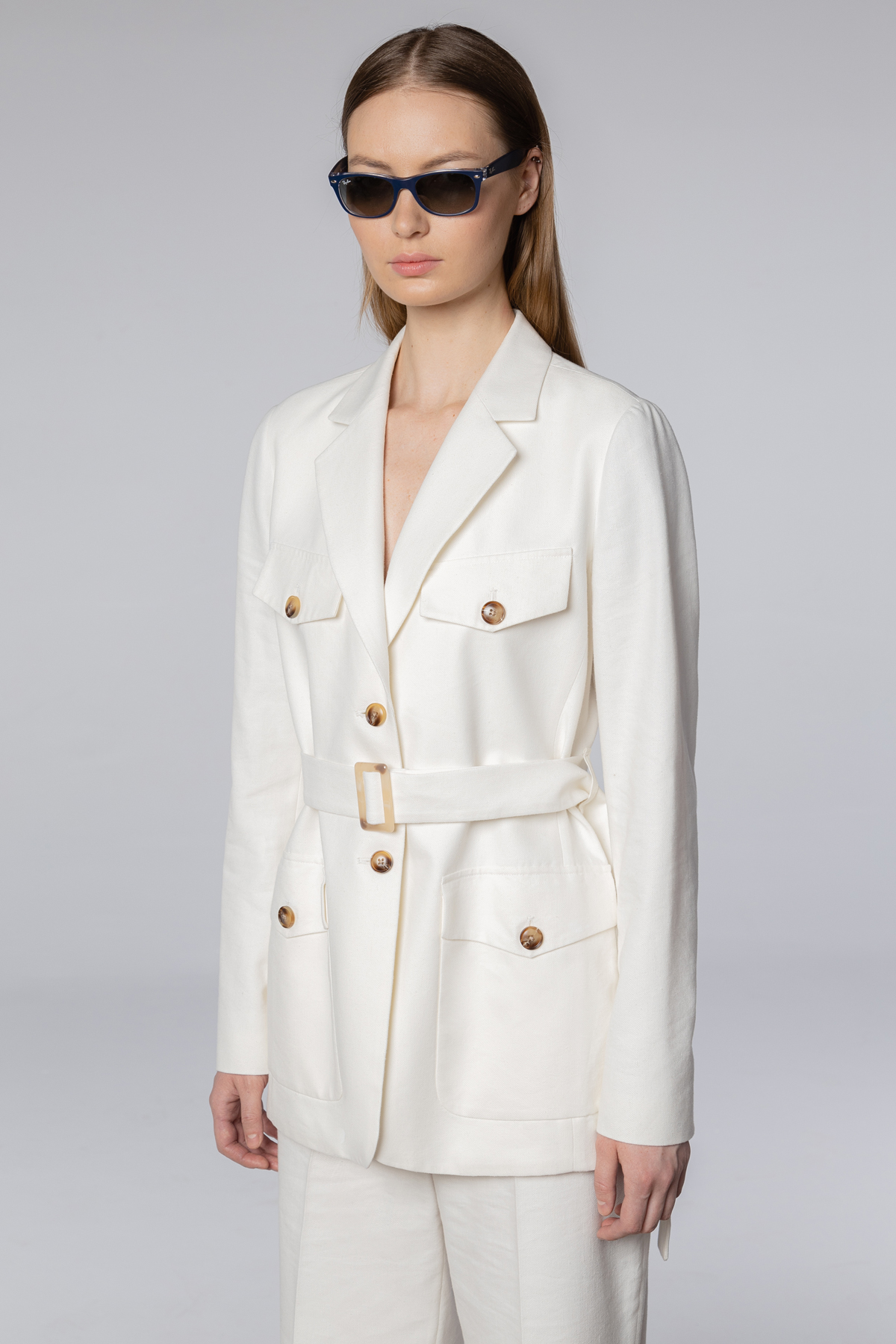 Жакет из хлопка и льна VASSA CODE, пол female, цвет white