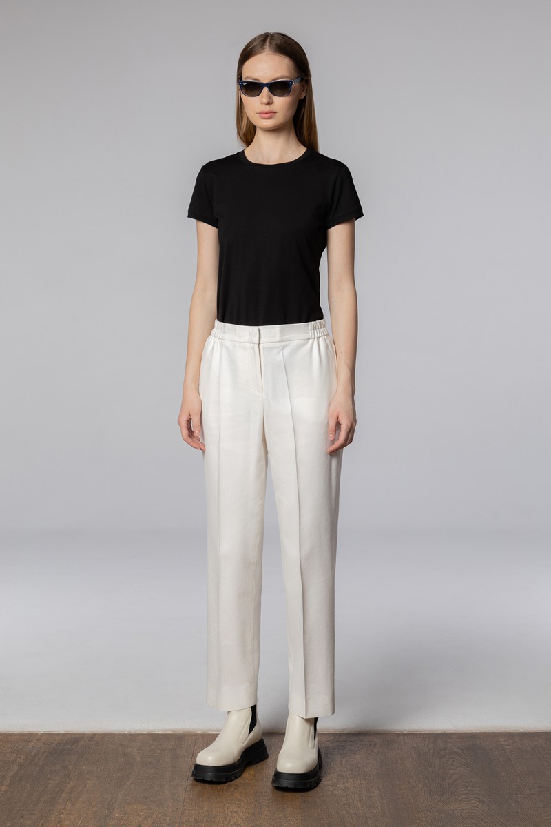 Брюки из льна и хлопка , пол женский, цвет белый