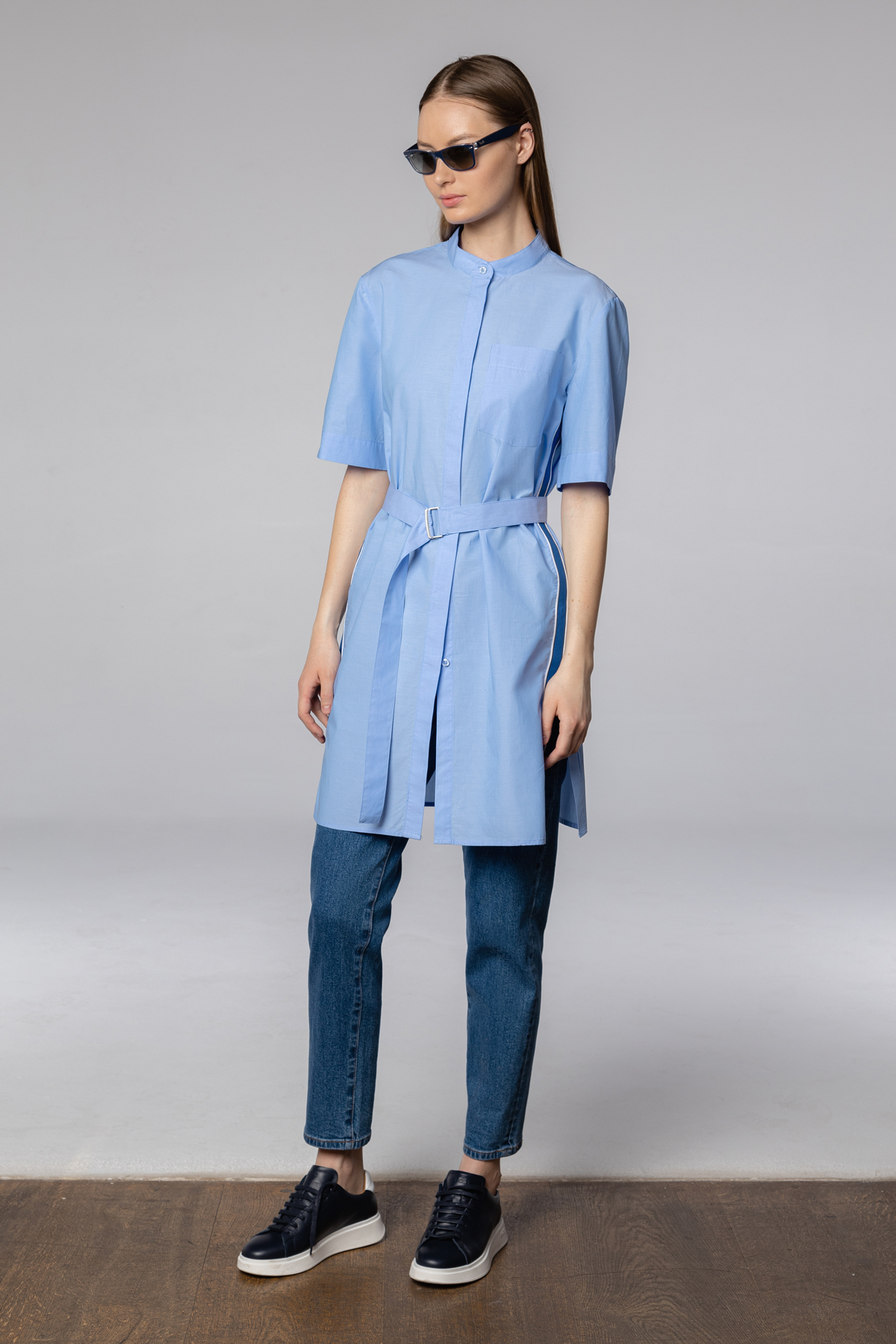 Платье-рубашка , пол женский, цвет голубой