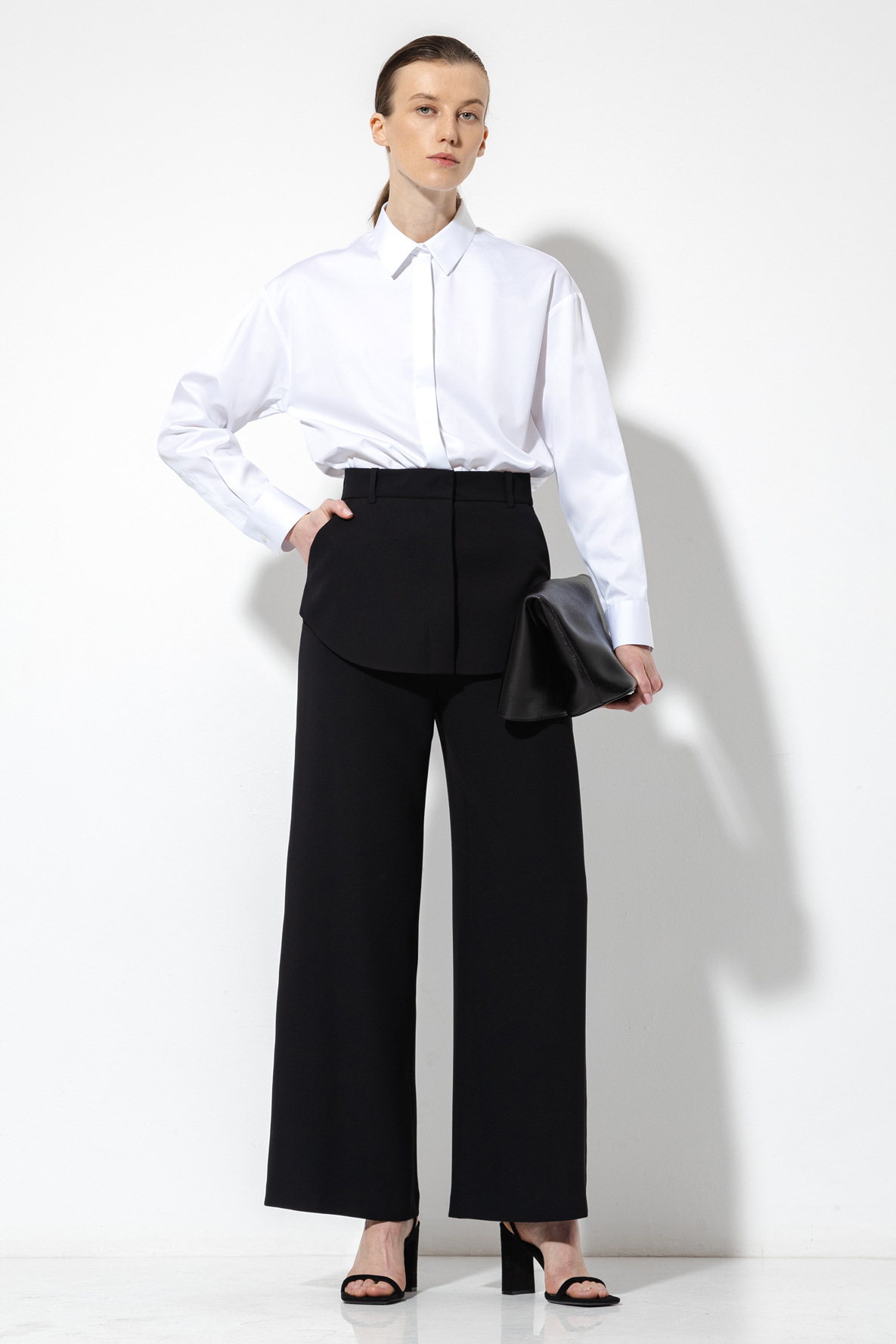 Брюки со съемной баской VASSA&Co, пол женский, цвет черный