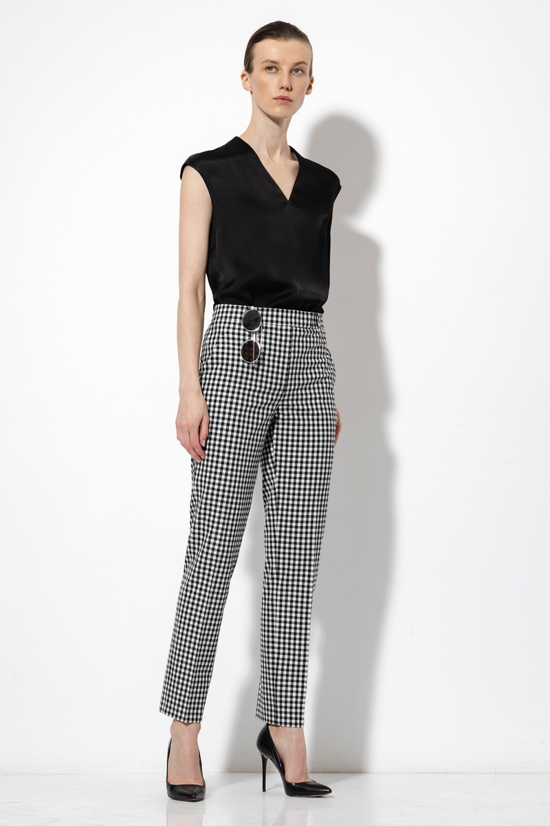 Брюки в клетку VASSA&Co, пол female, цвет black