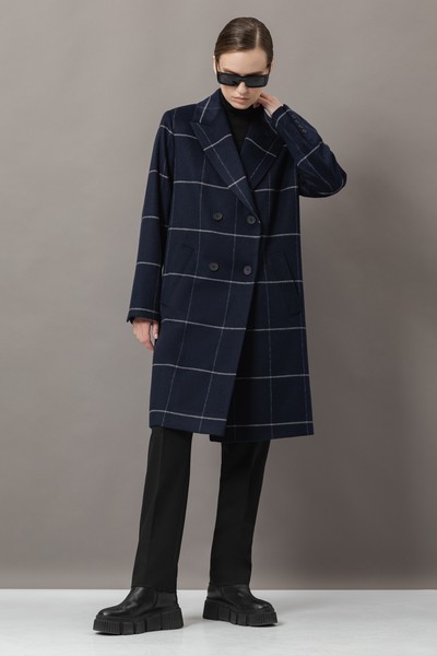 Пальто прямого кроя VASSA&Co, пол женский, цвет синий