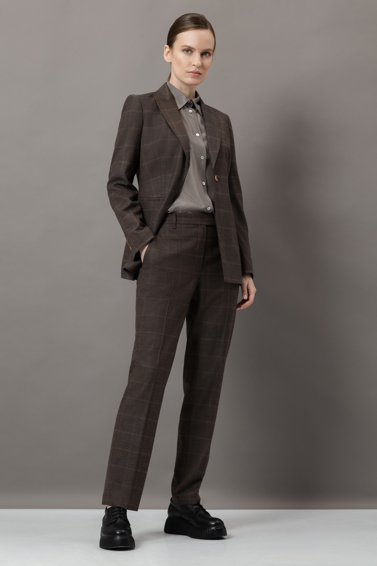 Однобортный жакет VASSA&Co, пол женский, цвет коричневый