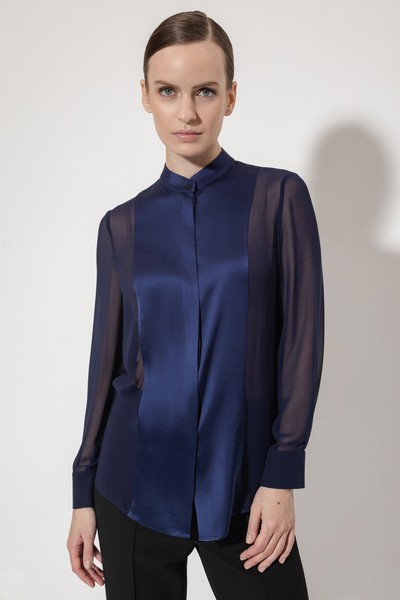Блузка с прозрачной спинкой VASSA&Co, пол женский, цвет синий