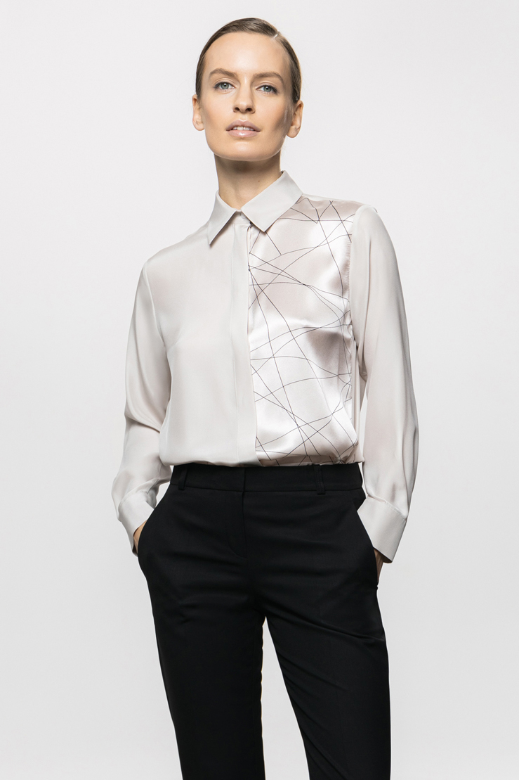 Блузка из 100% шелка , пол женский, цвет белый