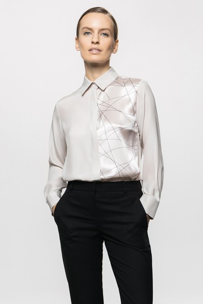 Блузка из 100% шелка , пол женский, цвет белый
