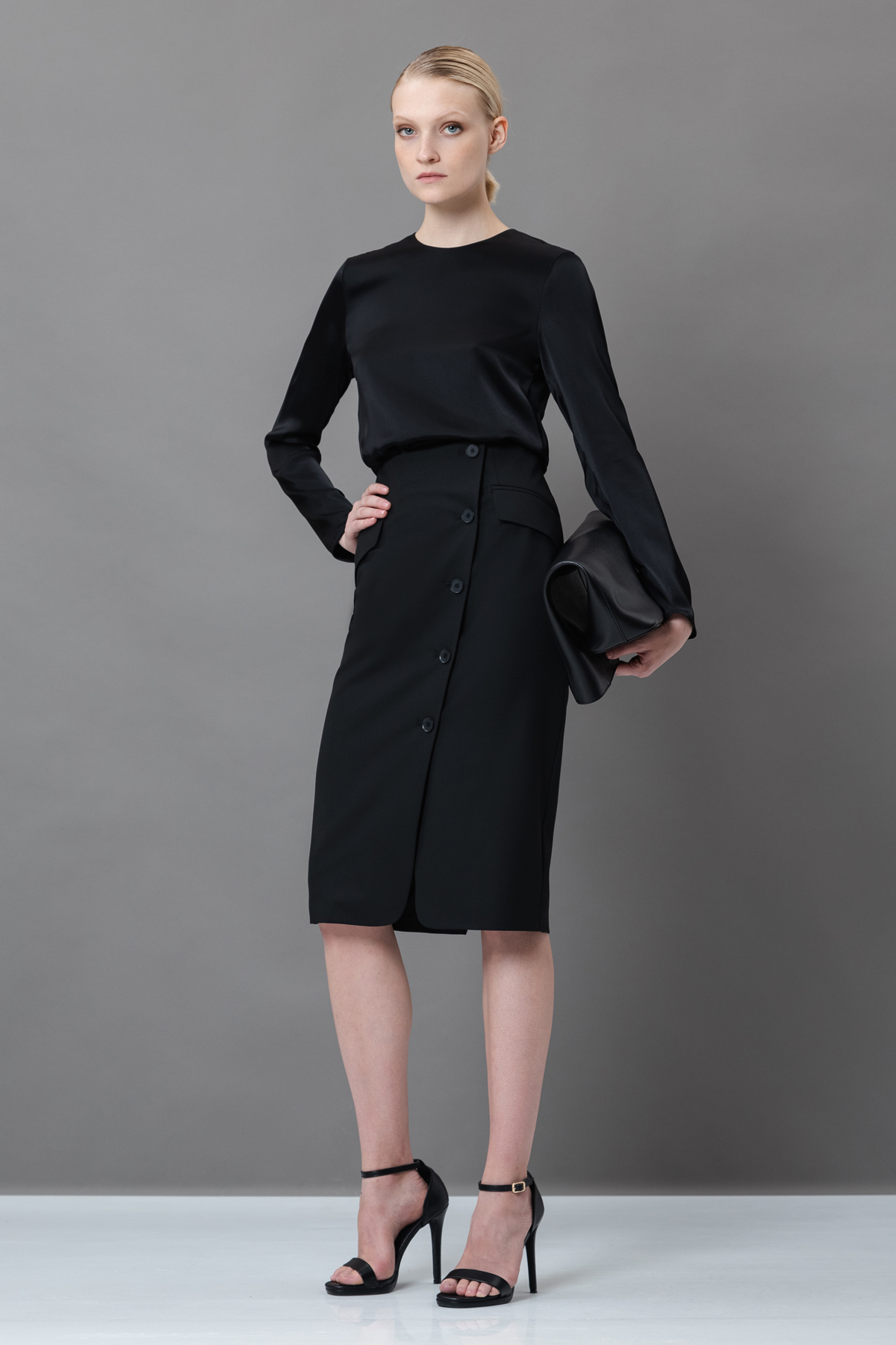 Юбка с асимметричным разрезом VASSA&Co, пол female, цвет black