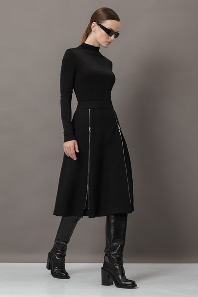 Юбка с декоративными молниями VASSA&Co, пол женский, цвет черный