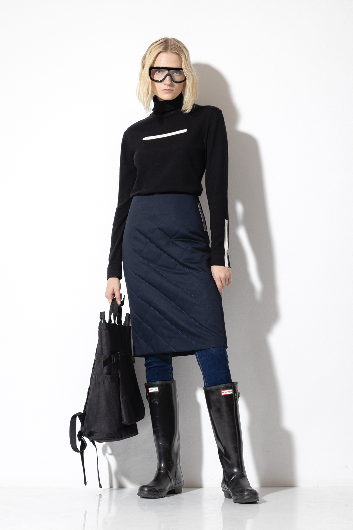 Стеганая юбка VASSA CODE, пол женский, цвет синий