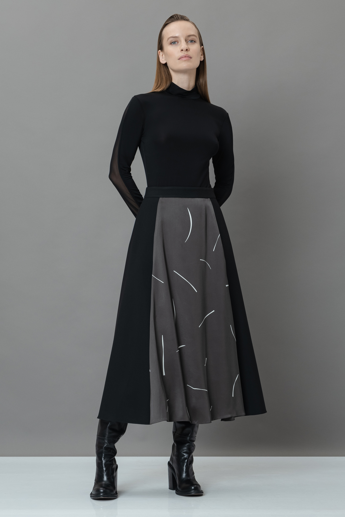 Юбка с контрастной деталью VASSA&Co, пол female, цвет brown