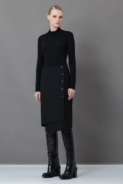 Юбка с асимметричным вырезом VASSA&Co, пол женский, цвет черный