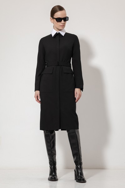 Платье с рубашечным воротником VASSA&Co, пол женский, цвет черный