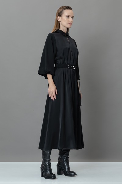 Платье с широкими рукавами VASSA&Co, пол женский, цвет черный