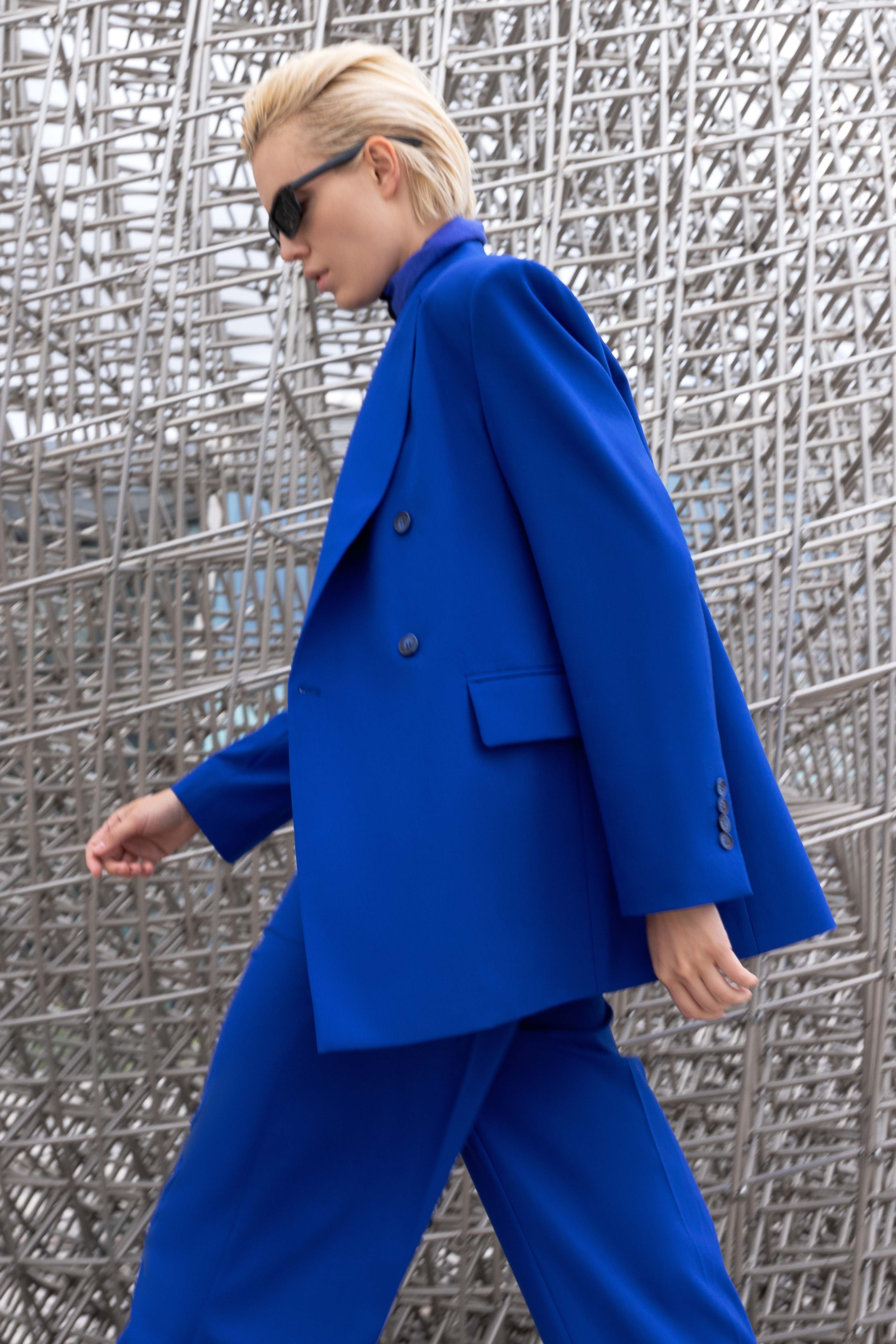 Жакет прямого кроя VASSA&Co, пол женский, цвет синий