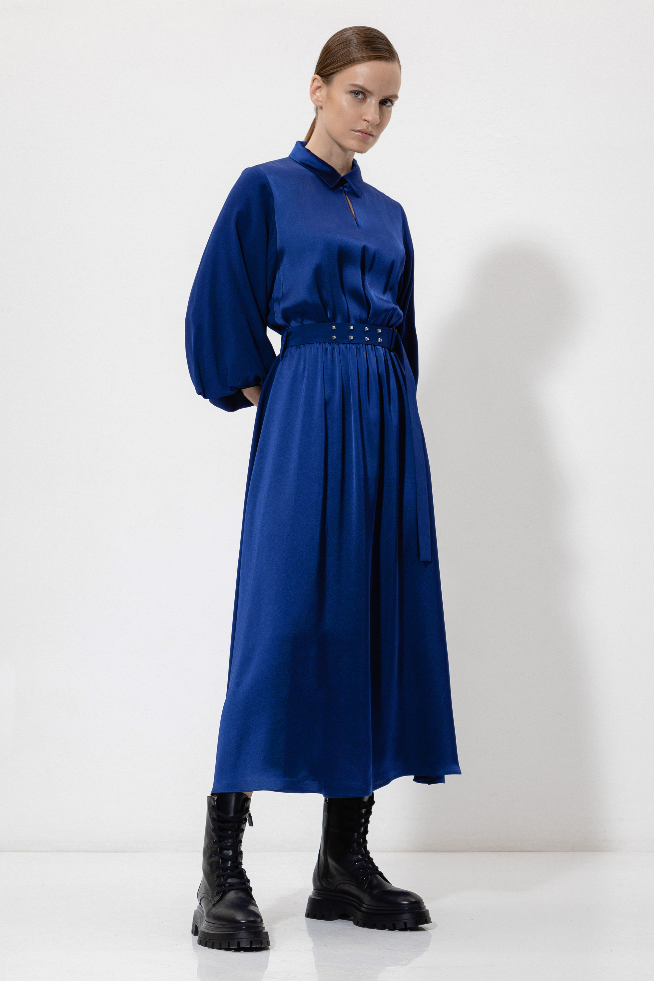 Платье из вискозы VASSA&Co, пол женский, цвет синий