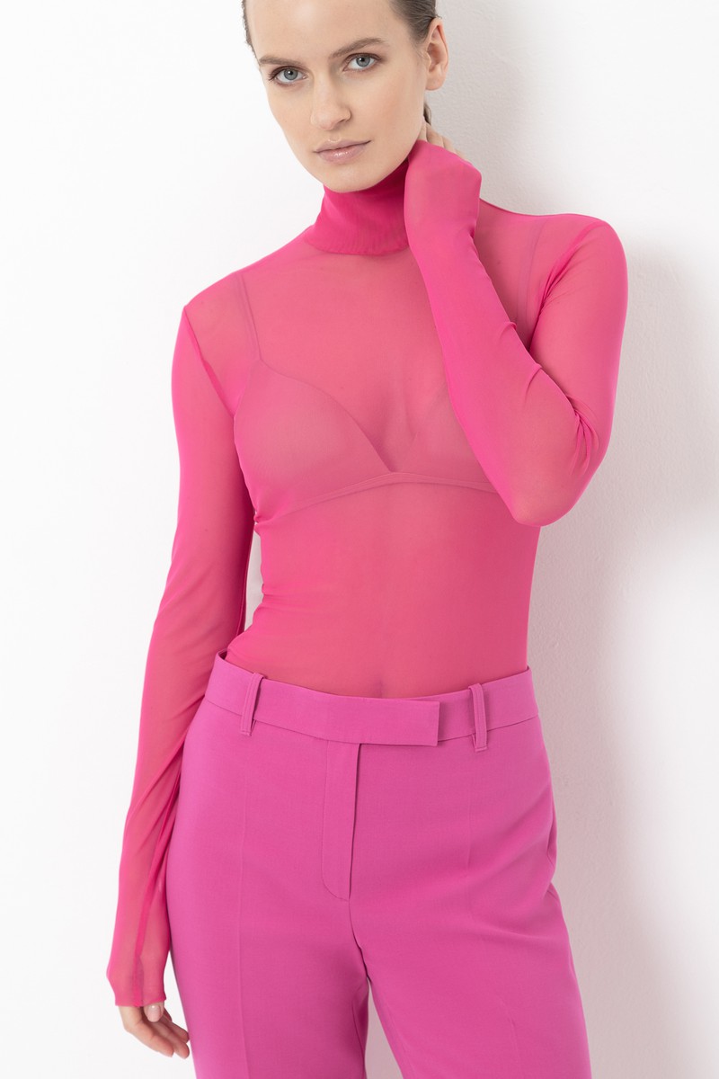 Водолазка из сетки VASSA&Co, пол женский, цвет розовый