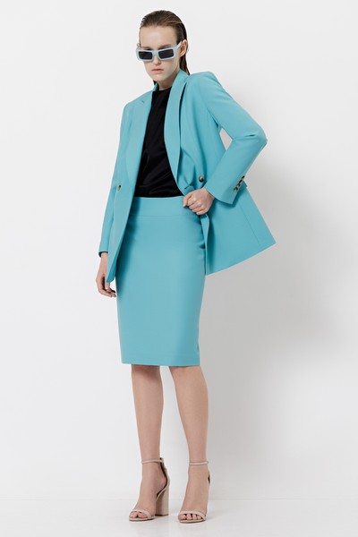 Юбка с широким поясом VASSA&Co, пол женский, цвет голубой