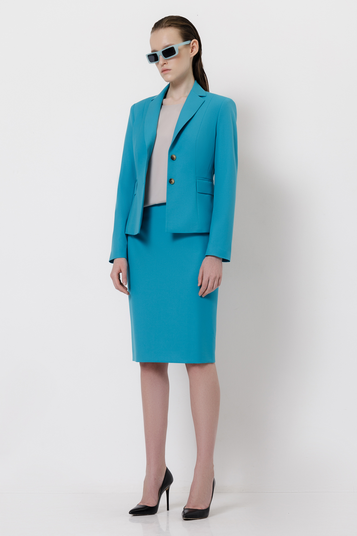 Юбка-карандаш VASSA&Co, пол женский, цвет голубой