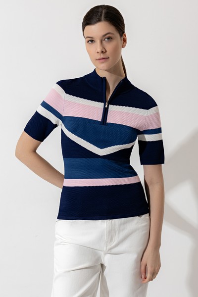 Джемпер с молнией VASSA CODE, пол женский, цвет синий