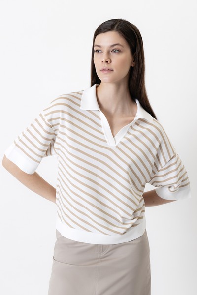 Джемпер в полоску VASSA CODE, пол женский, цвет коричневый