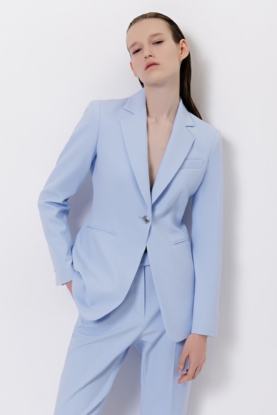 Жакет приталенного кроя VASSA&Co, пол женский, цвет синий