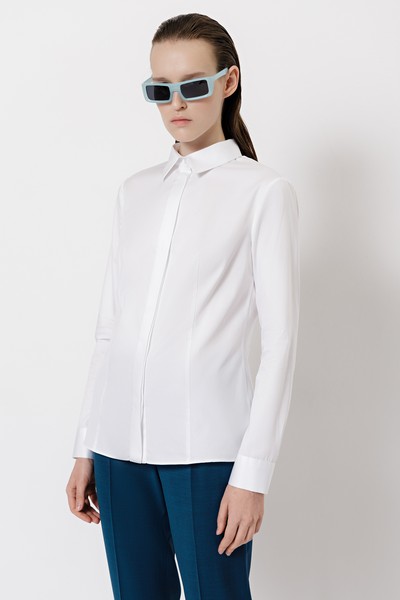 Рубашка из хлопка VASSA&Co, пол женский, цвет белый