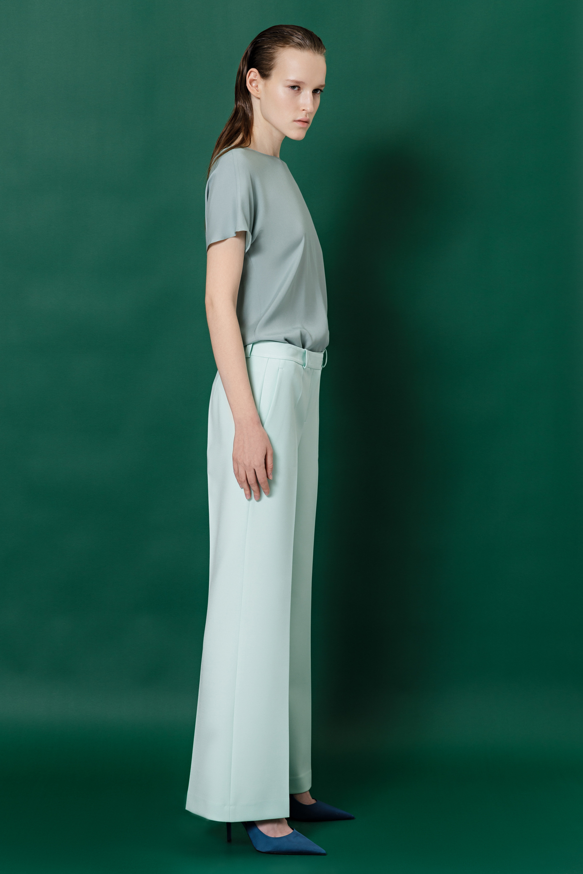 Trousers VASSA&Co, пол female, цвет голубой