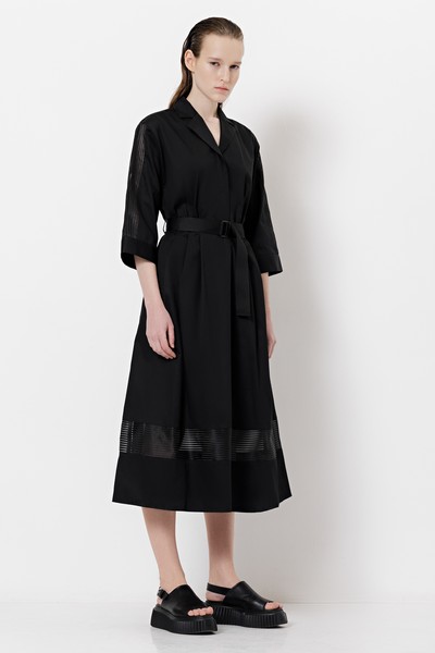 Платье с вставками из органзы VASSA&Co, пол женский, цвет черный