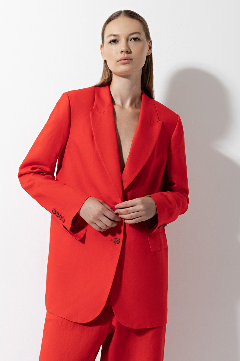 Жакет из вискозы и льна , пол женский, цвет красный