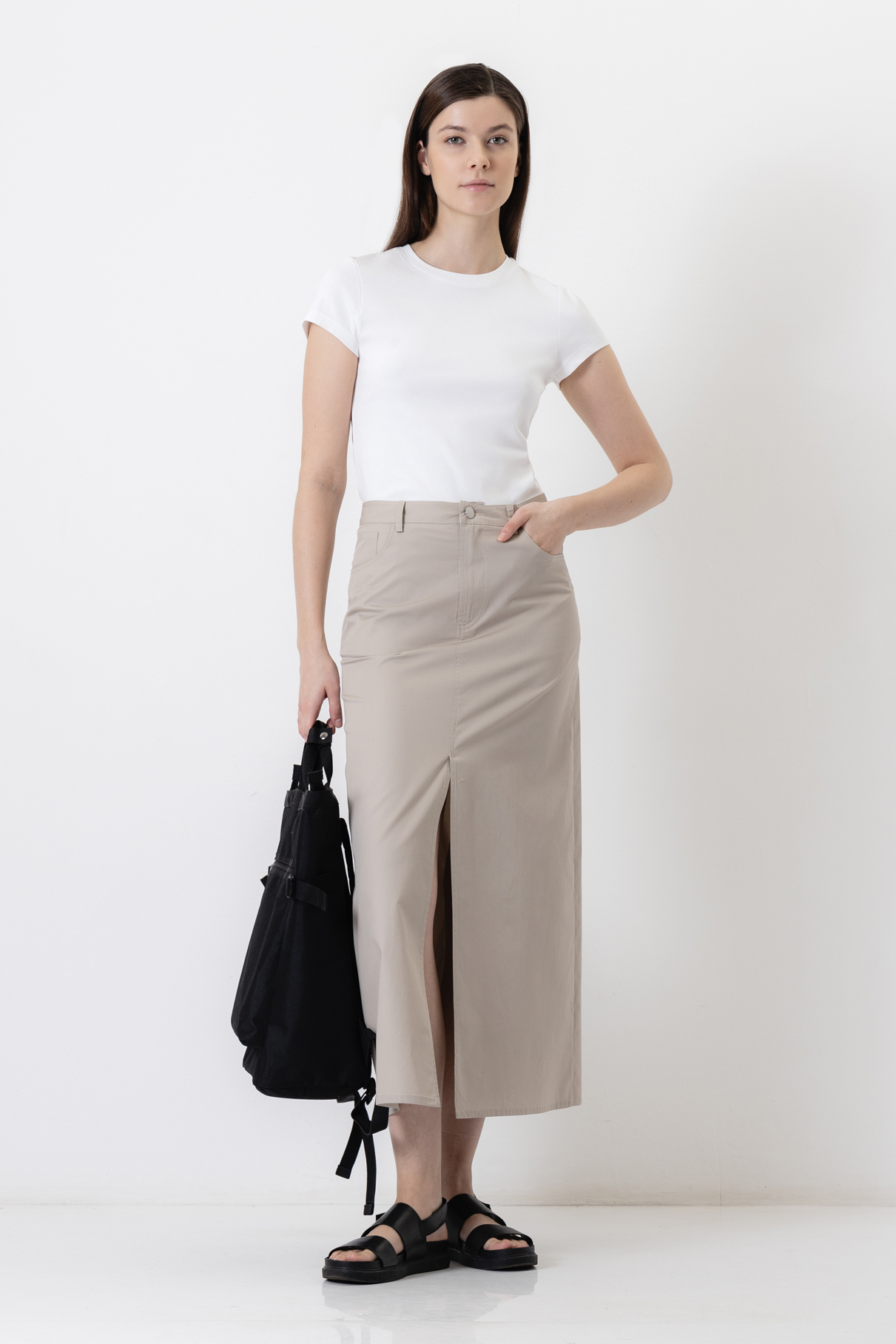 Юбка с разрезом , пол женский, цвет коричневый