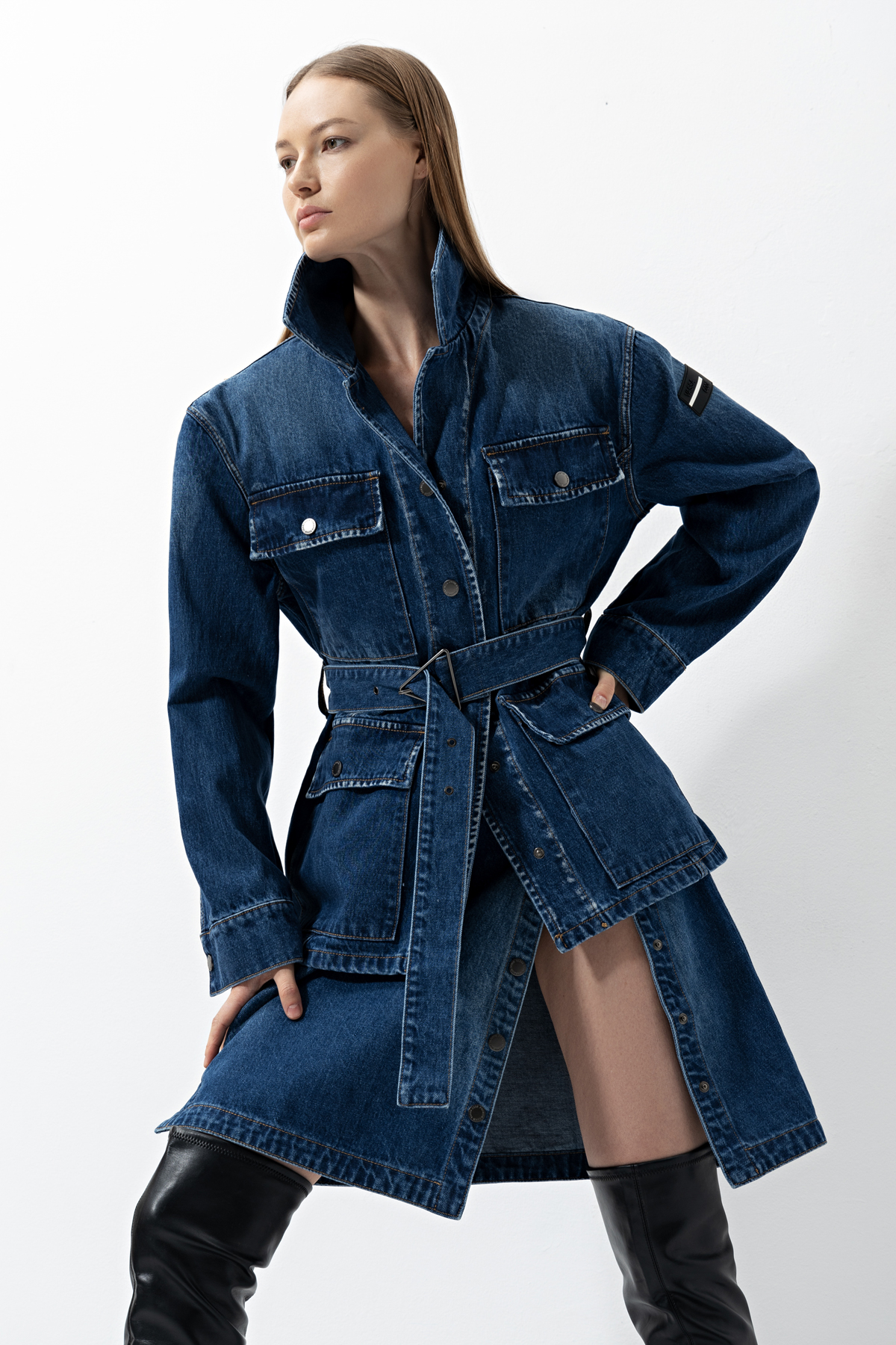 Джинсовая мини-юбка , пол женский, цвет синий