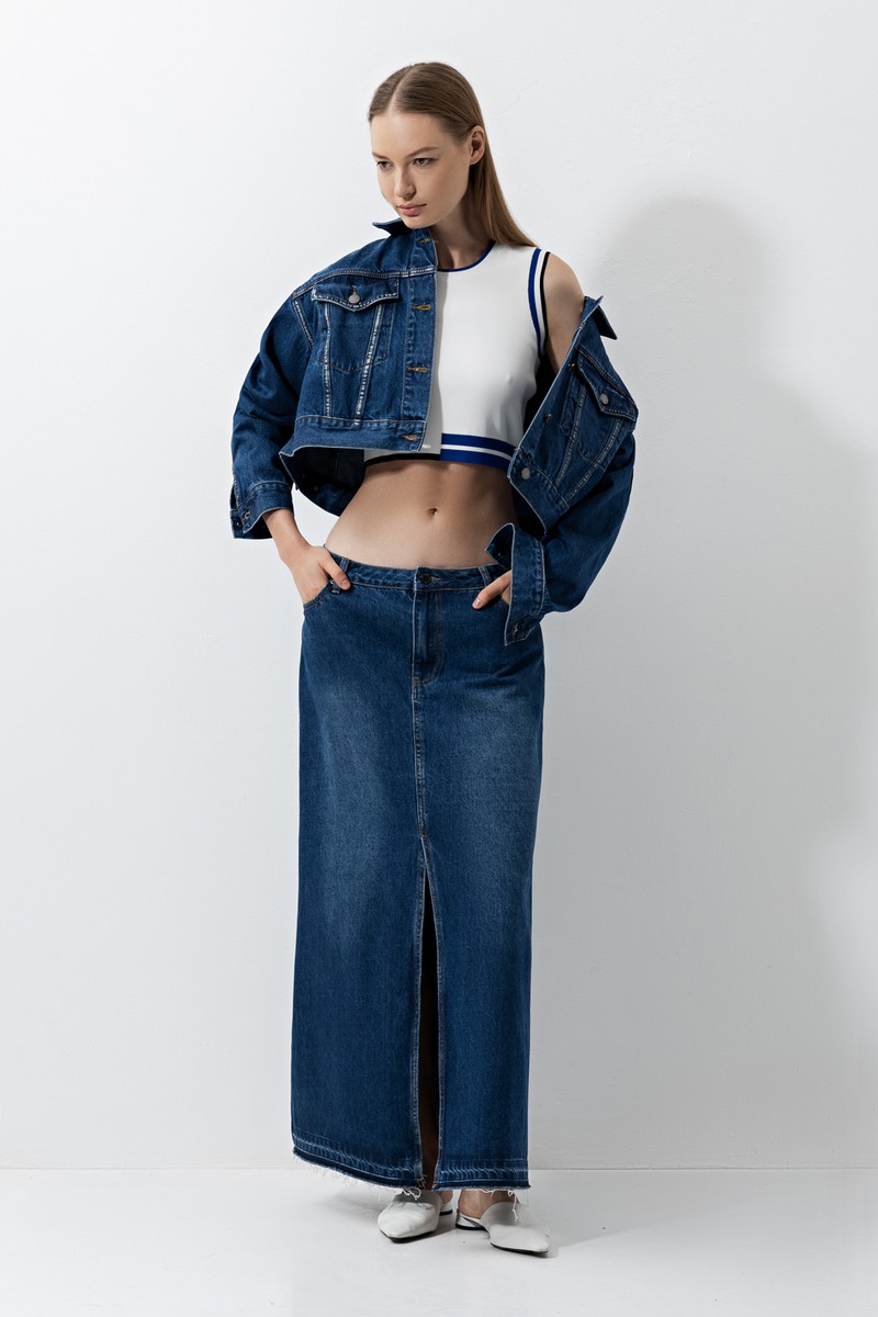 Skirt VASSA CODE, пол female, цвет синий