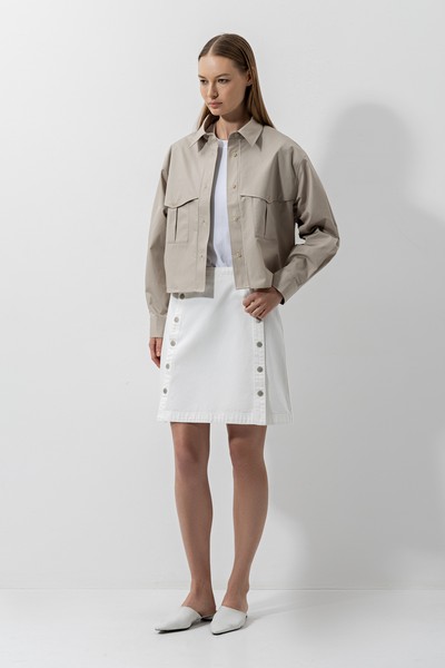 Джинсовая мини-юбка , пол женский, цвет белый