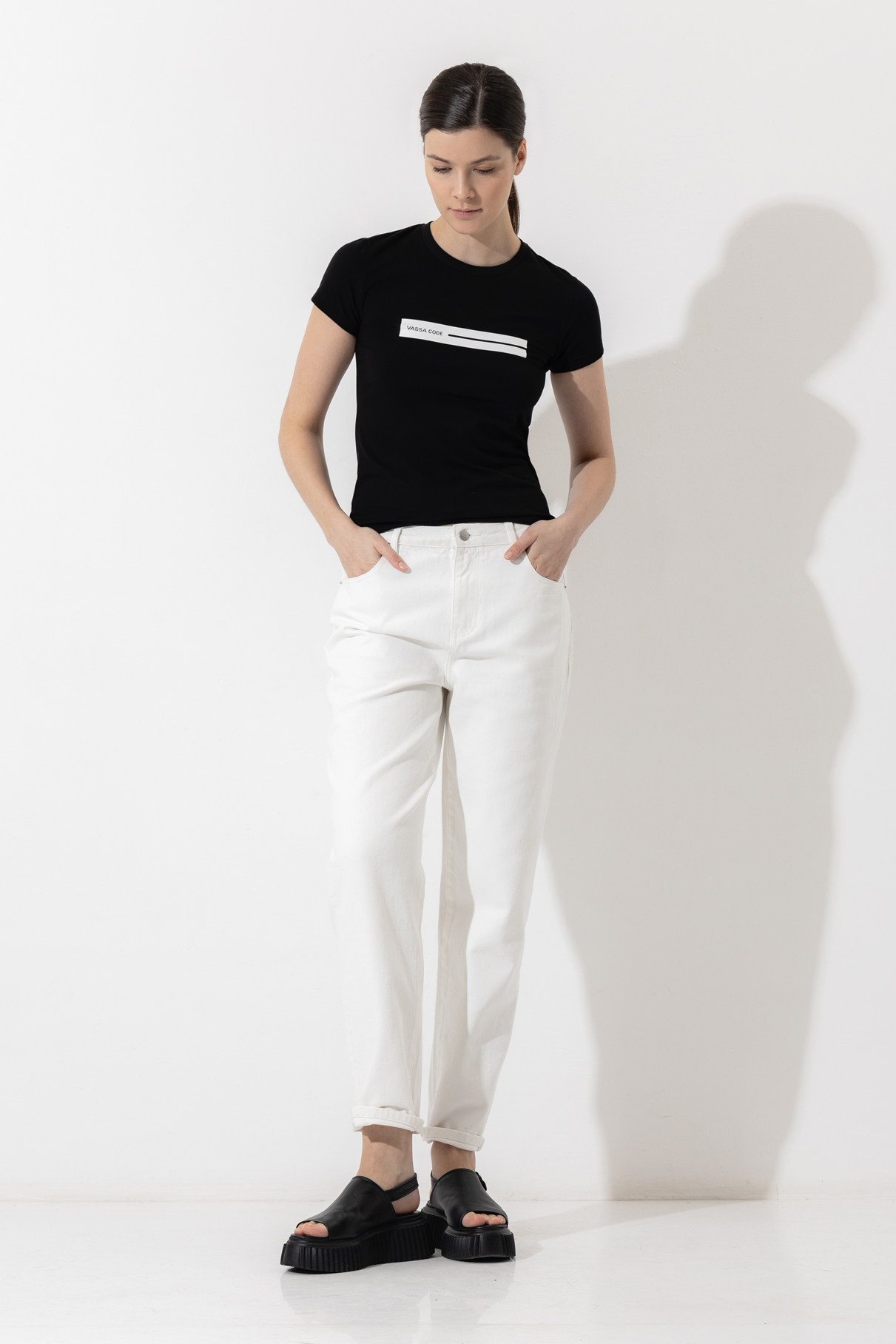 Джинсы Mom Fit , пол женский, цвет белый